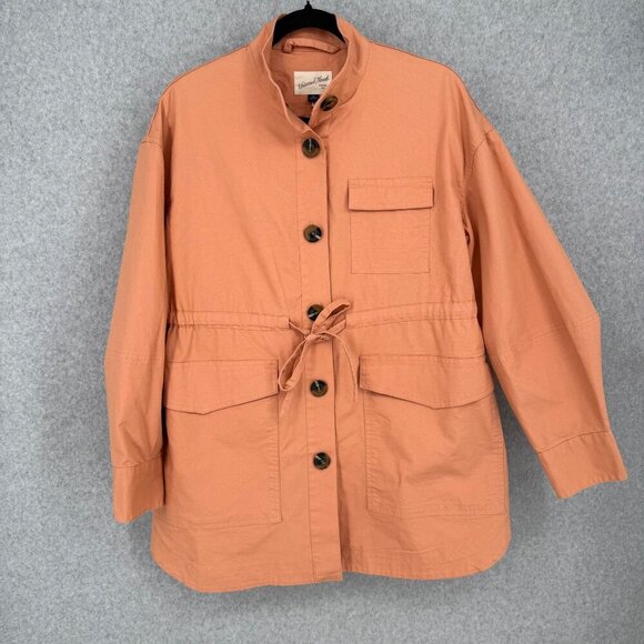Universal Thread Womens Button Up Utility Jacket Size M Coral Tie Waist NEW - Picture 1 of 12